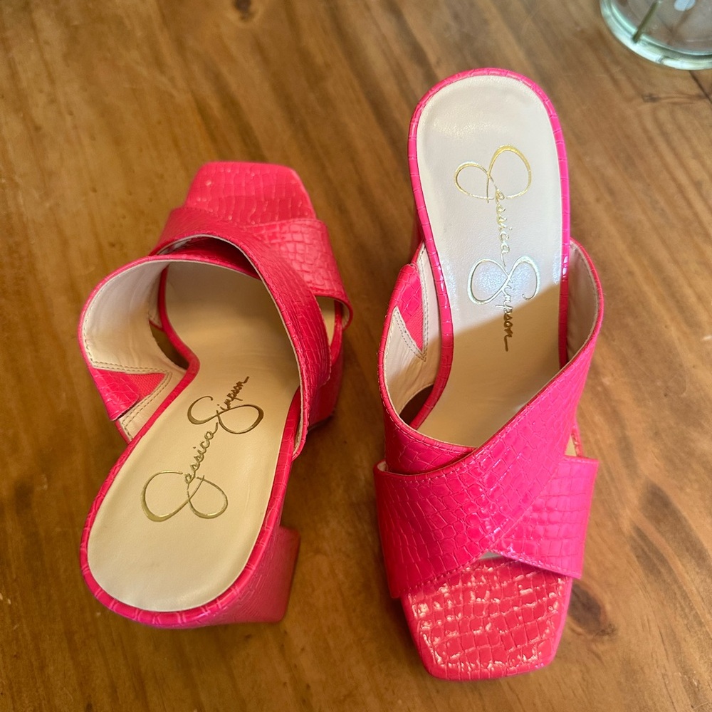 Jessica Simpson hot pink platform sandals. Brand new. Never worn.